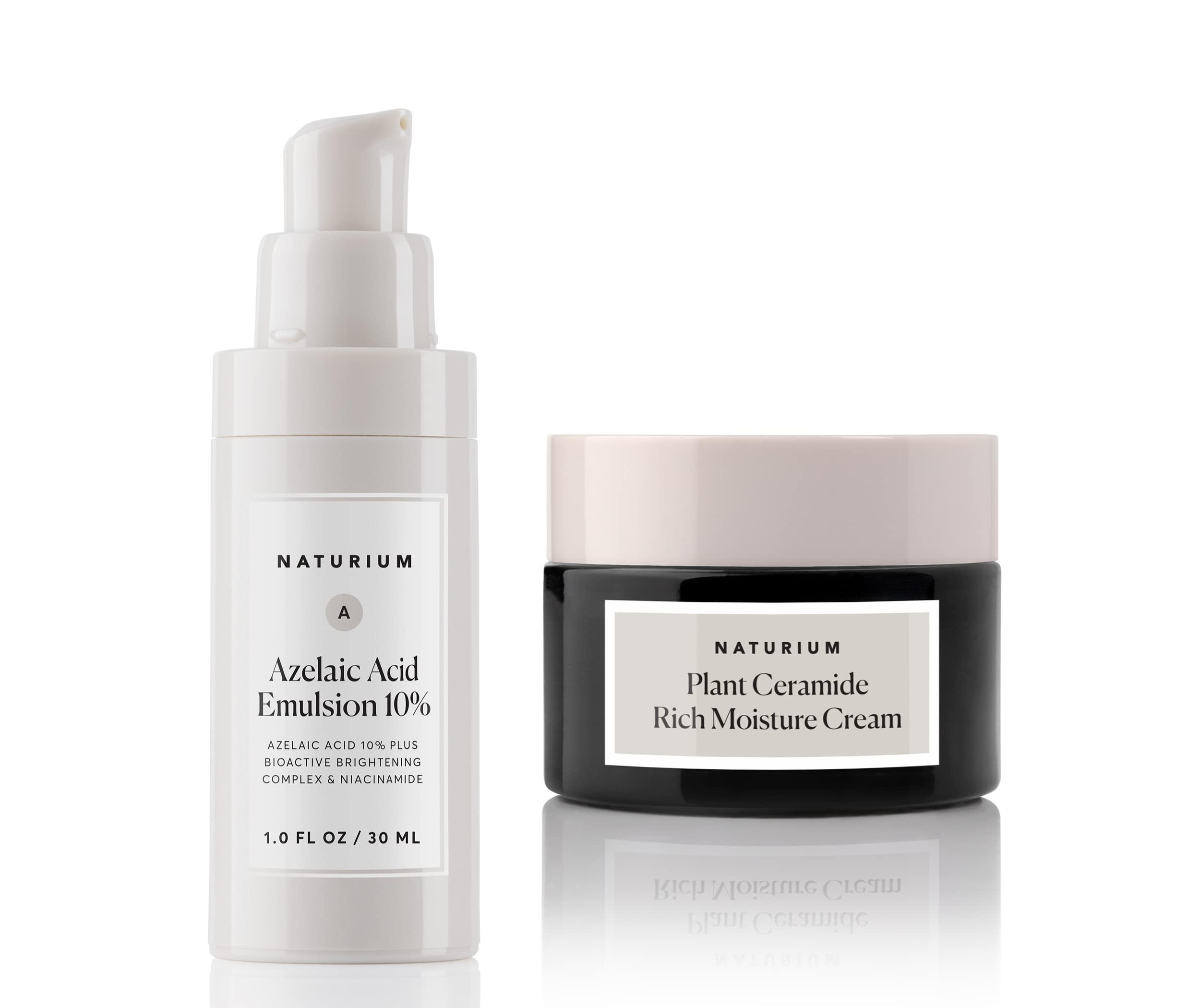 Naturium Naturium Skin Soothing Duo, Azelaic Acid Emulsion & Plant Ceramide Rich Moisture Cream, Anti-Aging Skincare