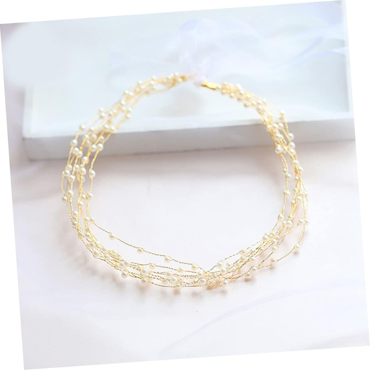 NOLITOY NOLITOY Wedding Headpiece Hair Ribbons Wedding Hair Accessories Bridal Hair Accessories Bridal Headdress Bridal Headpiece Pearl Headband Wedding Headband