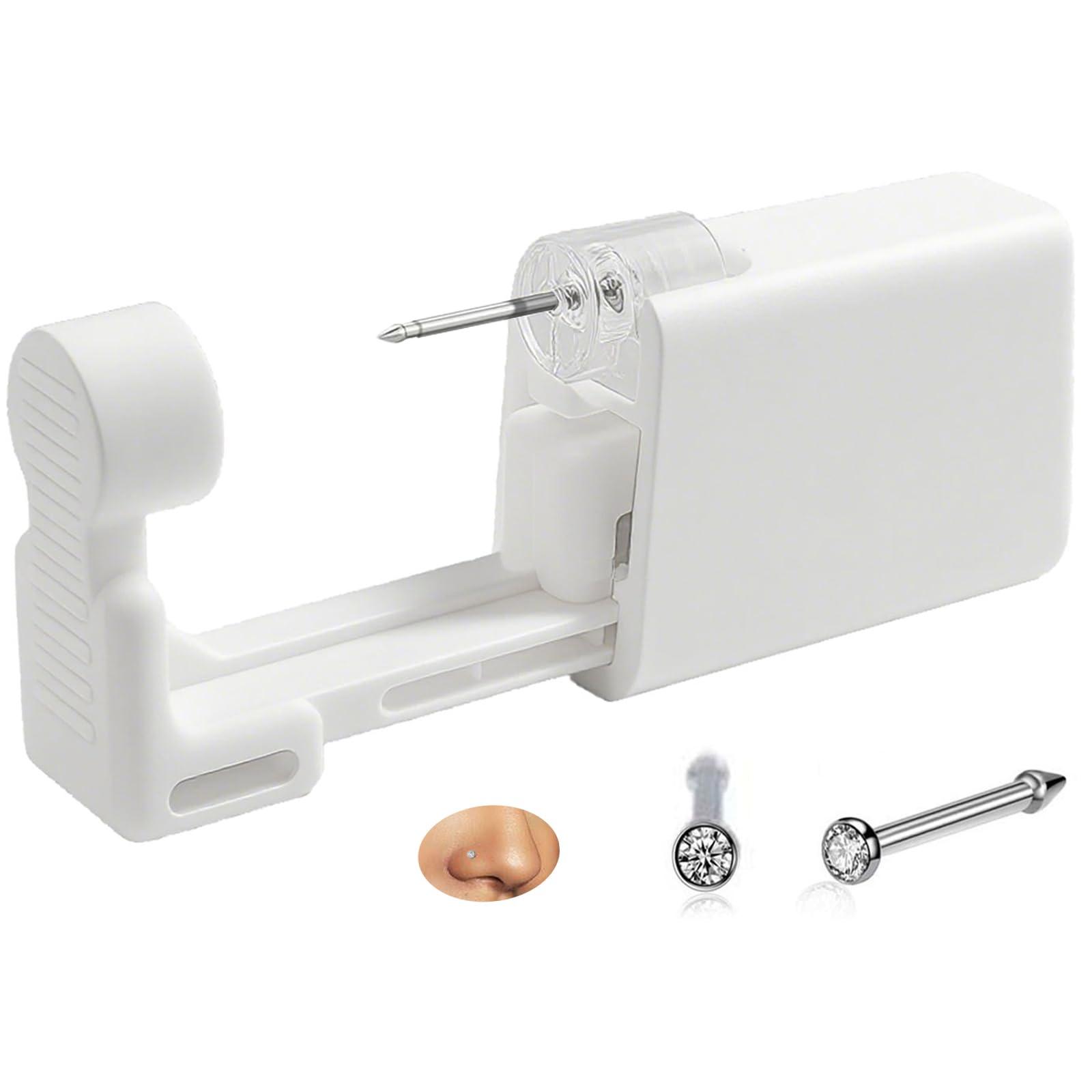 SLVIEKAE Nose Piercing Kit, SLVIEKAE Self Nose Piercing Gun Nose Piercing Kit Tool Disposable Piercing Kit (White)