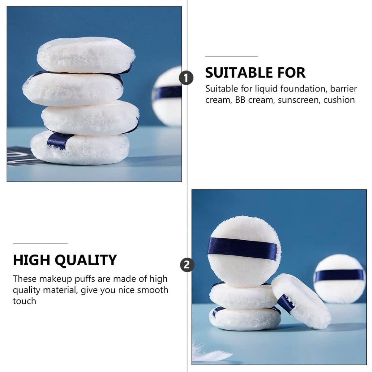 minkissy minkissy 2sets Loose Powder Makeup Puff Face Powder Puff Ribbon for Foundation Cosmetic Puff Lightweight Compact Powder Applicator Fleece 3pcs*2