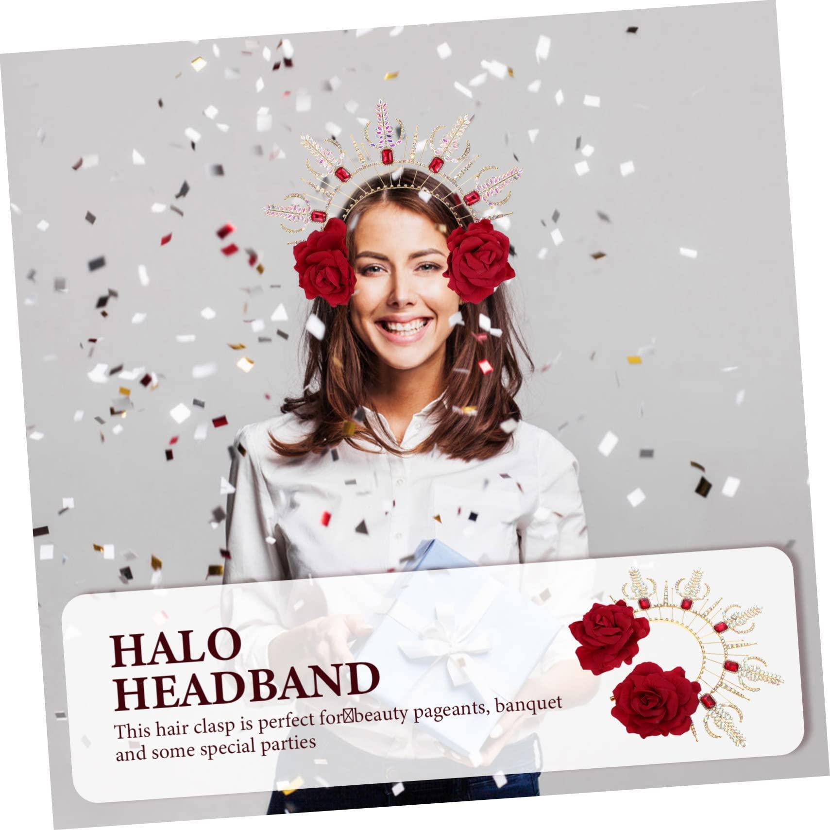 minkissy minkissy Notre Dame Headband rhinestone headbands for women headband hair accessories for women wedding roman goddess sun costume goth outfits Costume Prop Rose Greece bride Metal