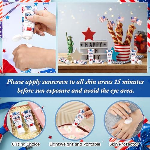 Dansib Dansib 12 Pcs Mini Sunscreen Bulk for Summer SPF 30 Water Resistant Sunscreen Lotion Bulk for Thank You Gifts Wedding Bridal Shower Favors Travel for Wedding Party (Independence Day)