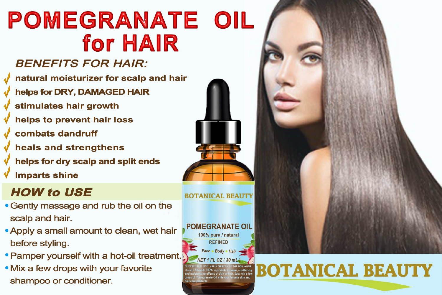 Botanical Beauty POMEGRANATE OIL 100% Pure Natural Refined Cold-pressed Carrier oil 4 Fl oz 120 ml for Face, Skin, Body, Hair, Lip, Nails. Rich in vitamin C by Botanical Beauty