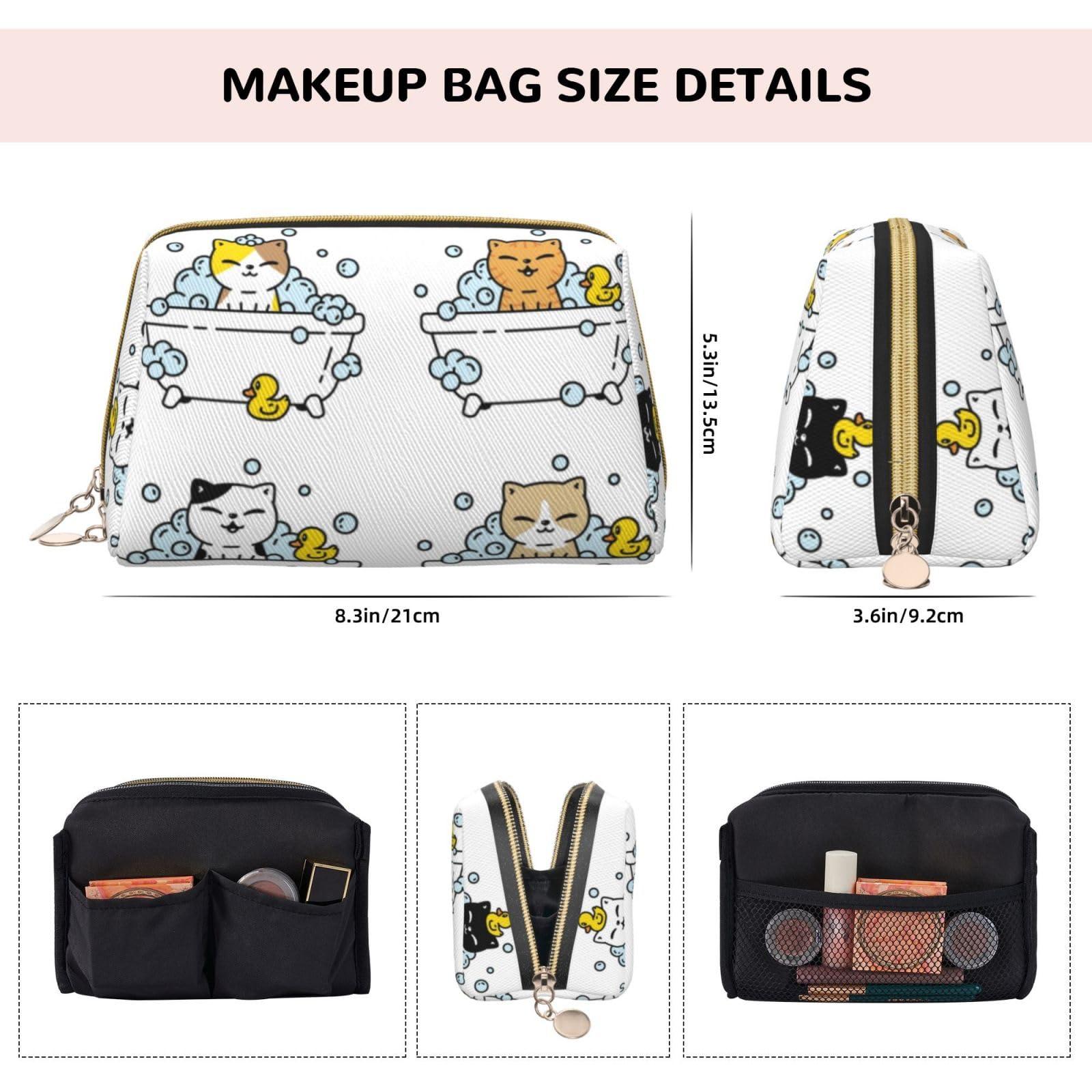 Elpwezua Elpwezua Kitten Rubber Duck Bubble Bath Makeup Bag Large Makeup Bag Zipper Pouch Travel Cosmetic Organizer For Women
