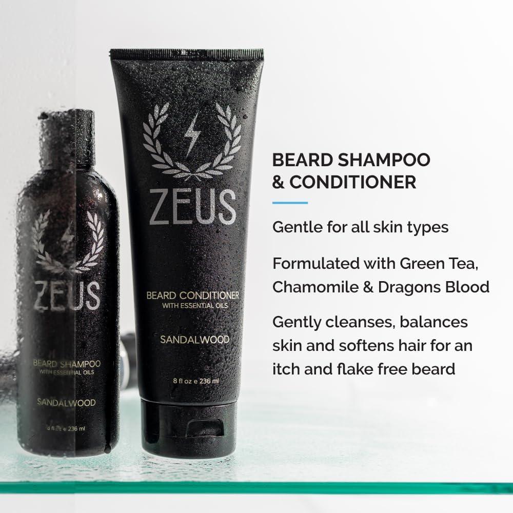ZEUS ZEUS Everyday Beard Kit with Travel Toiletry Dopp Bag – Beard Wash Shampoo & Conditioner, Natural Beard Oil, Beard Balm & Travel Toiletry Bag (Vanilla Rum)