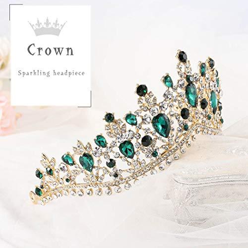Fairyu Fairyu Baroque Wedding Crown and Tiaras Sparkly Rhinestone Bride Tiaras Crystal Crowns Head Pieces for Women and Girls (Green)