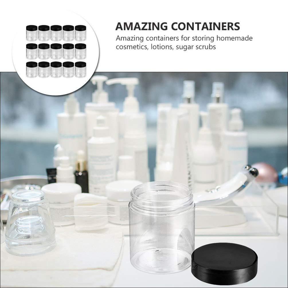 Lurrose 15pcs Black Cap Bottle glass bottles with lids clear plastic containers sample containers Cosmetic Sample Jars Plastic Storage Jars travel lotion Coarse Cereals Container Cream Jar