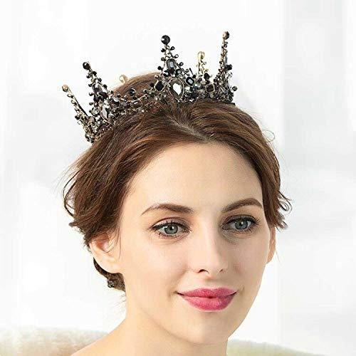 Barode Barode Baroque Rhinestones Black Bride Wedding Crowns and Tiaras Shining Dainty Charm Prom Queen Crowns Bridal Hair Accessories for Women