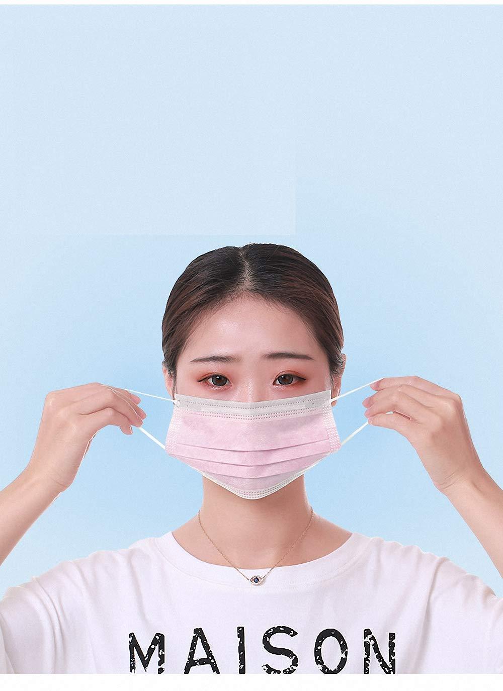 HINCINK HINCINK 1000 Pcs Bulk Disposable Face Mask, Thick 3-Layers Breathable Facial Mask (pink 1000pcs)