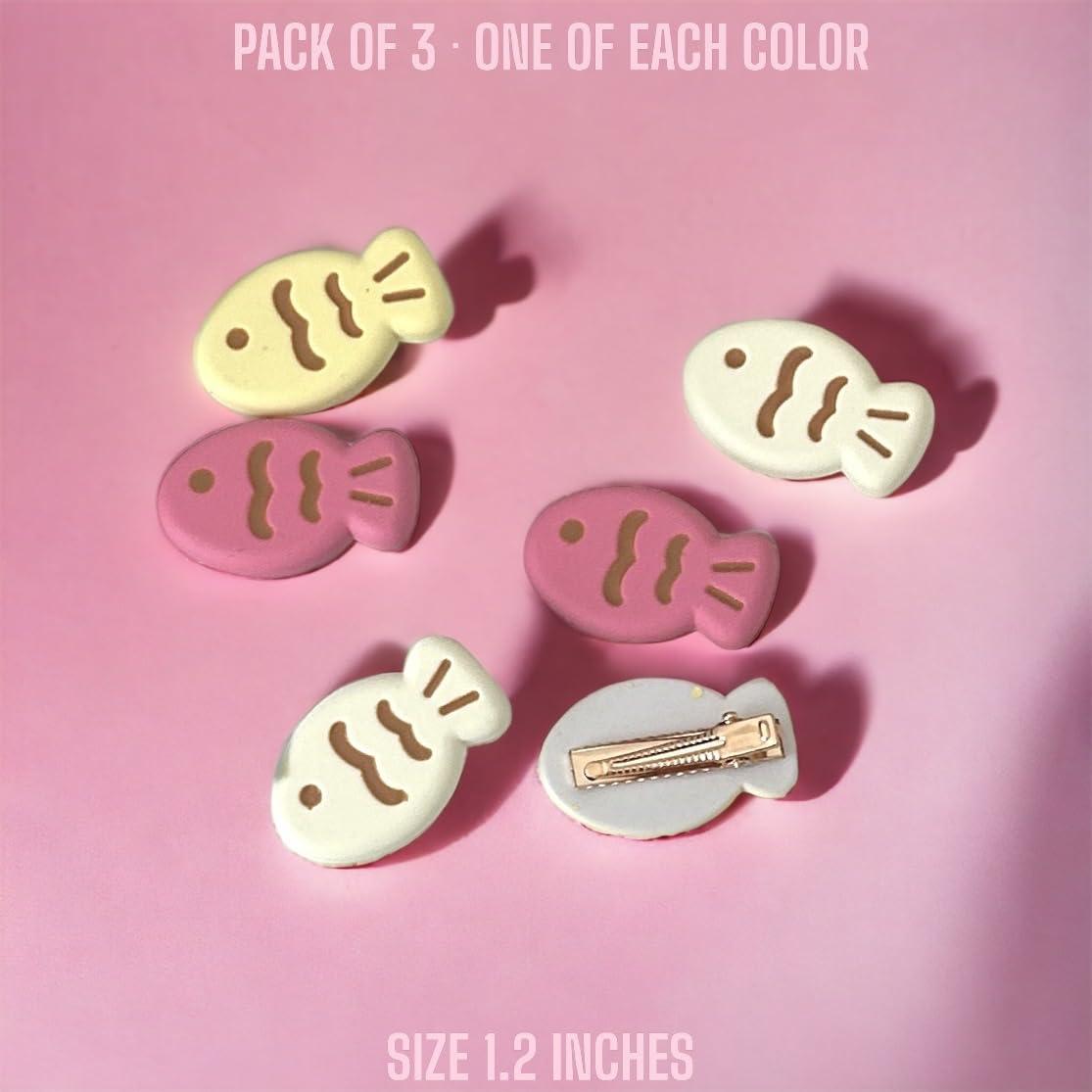 KOZUKI KOI FISH HAIR CLIP Fish Hair Claw Clips for Women Taiyaki hair Clips Fish Barrettes Japanese Hair Clips Japanese Accessories Kawaii Hair Ornaments Hair pin 3Pcs (Taiyaki)