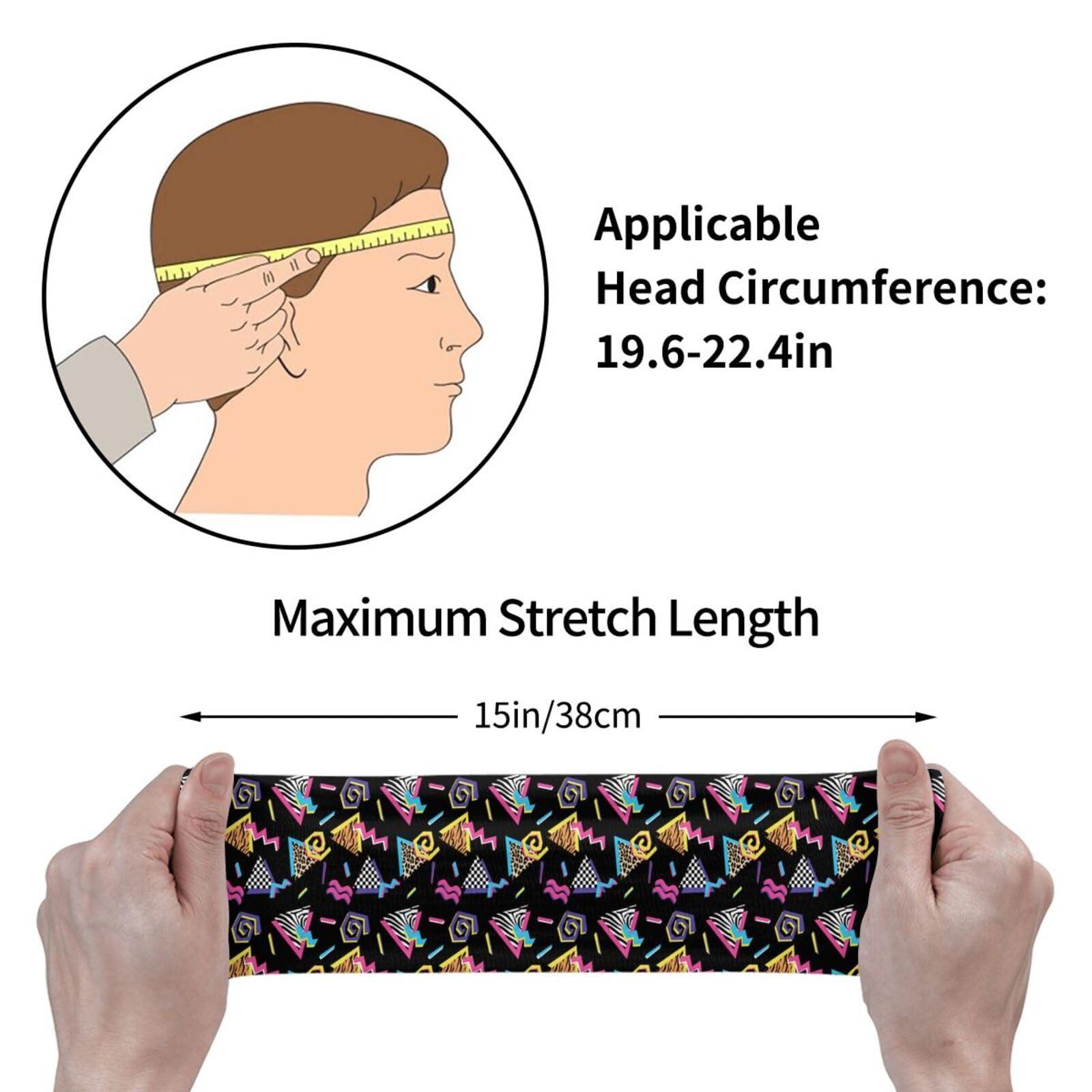 MANQINF Vintage 90s 80s Sweatbands Sports Headband,Breathable Sport Yoga Workout Turban Headband for Women Men Hair Accessories