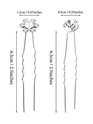 EBOOT 40 Pack Bridal Wedding Hair Pins Rhinestone Hair Clips Accessories for Women and Girls (Style D)