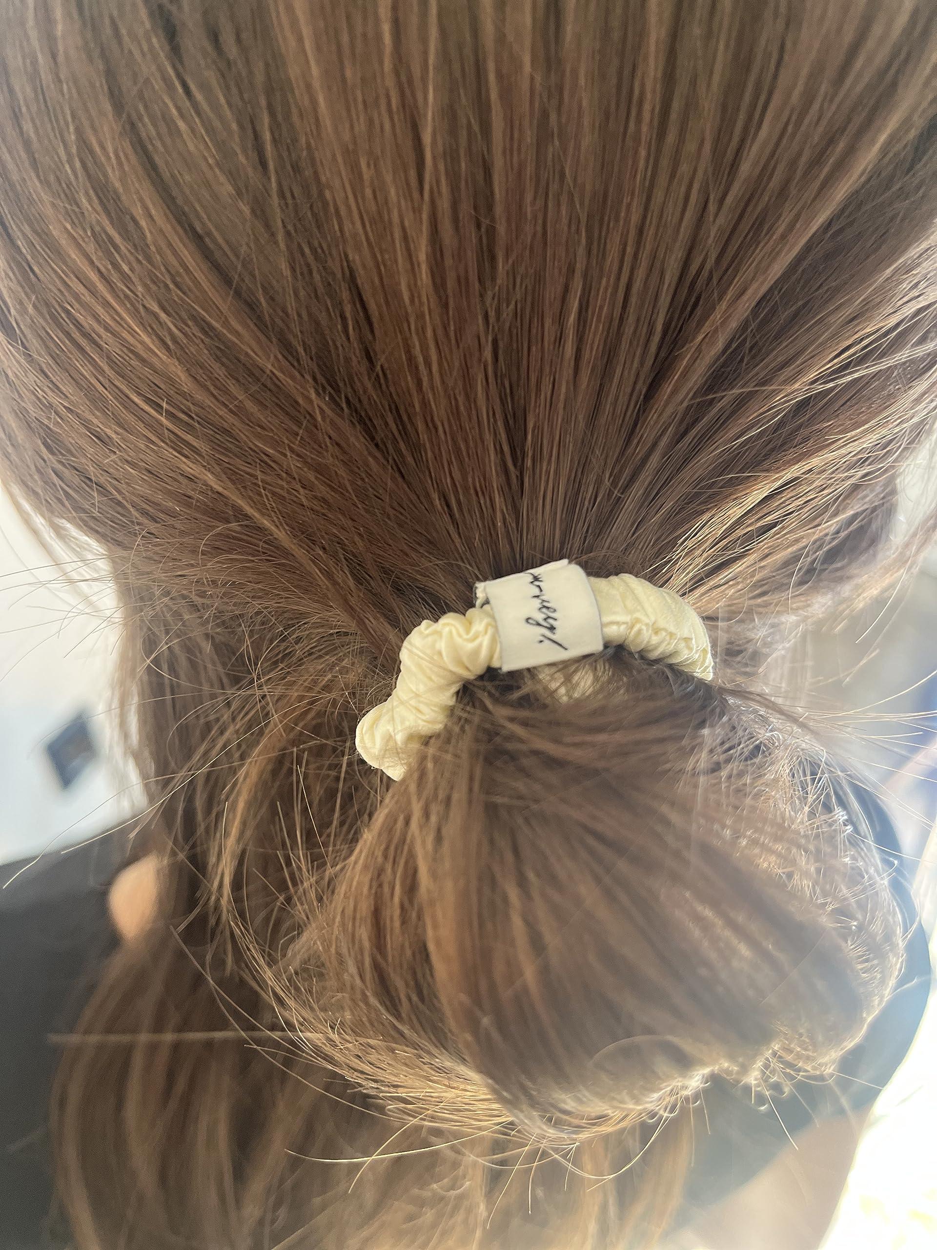 Bonvey BONVEY The Skinny Scrunchie LIGHTEST BLONDE 100% Pure Mulberry Silk, GRADE 6A Elastic Scrunchies (Set of 4)