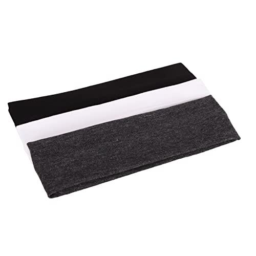 MapofBeauty MapofBeauty 3 Pack Yoga Headbands Stretchy Cotton Head Band Hairwarp Sports Running Exercise Gym (Black/White/Dark Grey)