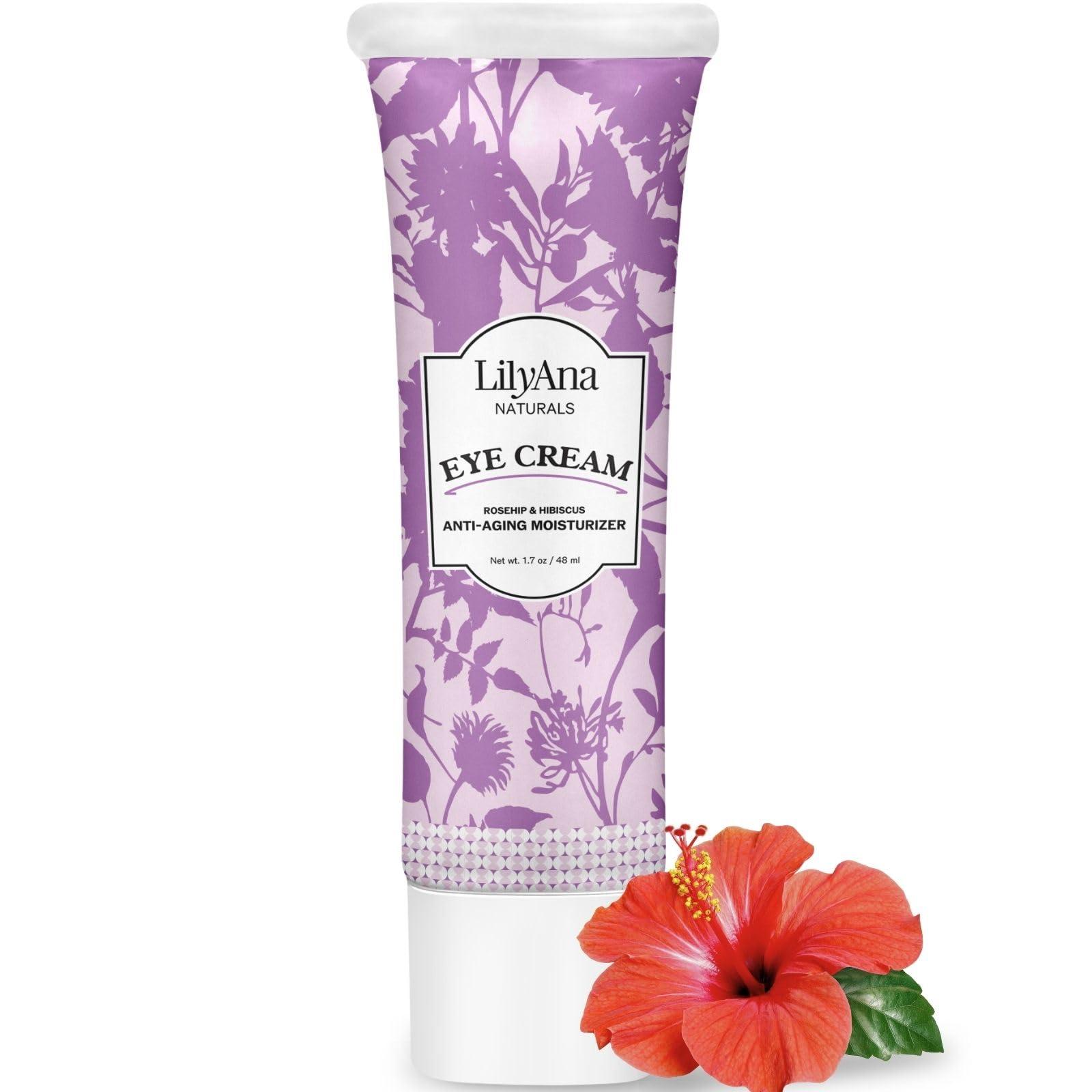 LilyAna Naturals LilyAna Naturals Eye Cream - Eye Cream for Dark Circles and Puffiness, Under Eye Cream, Anti Aging Eye Cream Reduce Fine Lines and Wrinkles (1.7 Ounce, Rosehip and Hibiscus (Tube))