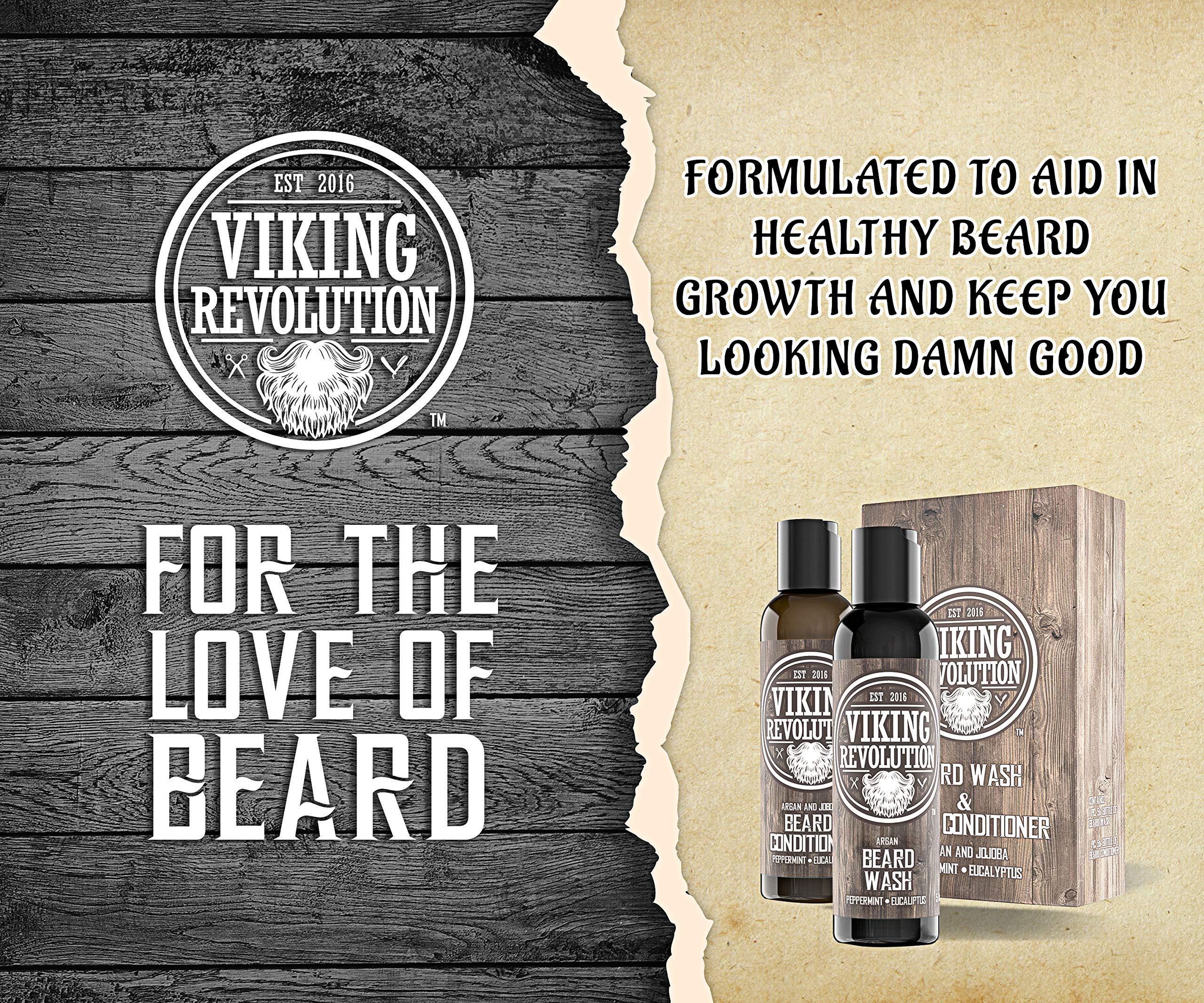 Viking Revolution Viking Revolution Beard Shampoo and Conditioner Set - Top-tier Beard Care Kit with Argan & Jojoba Oils for Healthy Beard Growth, No Itching or Irritation, Rich Lather, Eucalyptus Scent (10 oz)