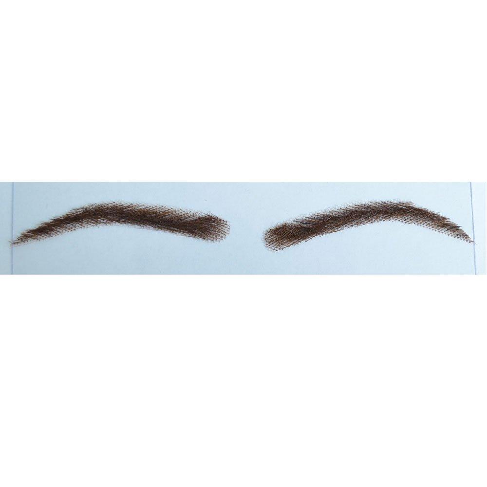 AIRAO AIRAO Swiss Lace Base Human Hair Eyebrows 1 Pair Style 4#4(Dark Brown Color)