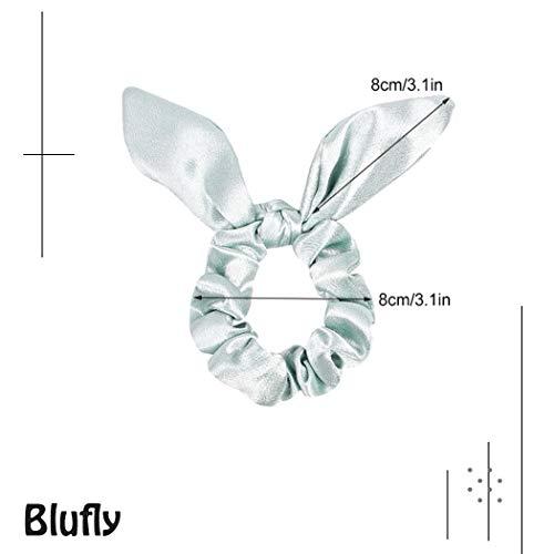 Blufly Blufly Rabbit Bunny Ear Bowknot Bow Scrunchies of Hair Scrunchies Cute Scrunchies Chiffon Ropes Scarves Bright Scrunchie Tails Ponytail Holders Head Tie for Women and Girls (Pack of 10)