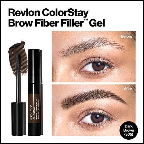 REVLON REVLON ColorStay Brow Fiber Filler, Longwearing & Volumizing Waterproof Eyebrow Gel, 305 Dark Brown, 0.23 fl. oz.