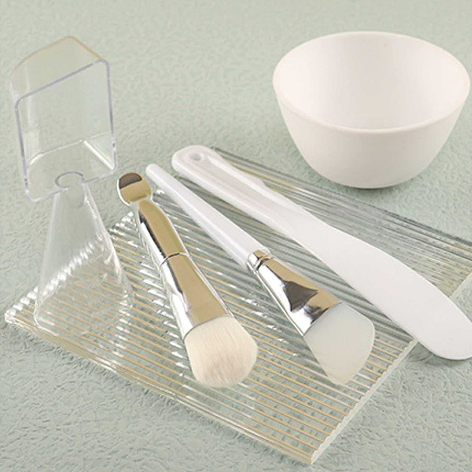 Pongnas Face Mask Mixing Bowl Set, DIY Facial Mask Tool Silicone Brush Soft Bristle Brush Mixing Bowl Mask Applicator Measuring Cup Set