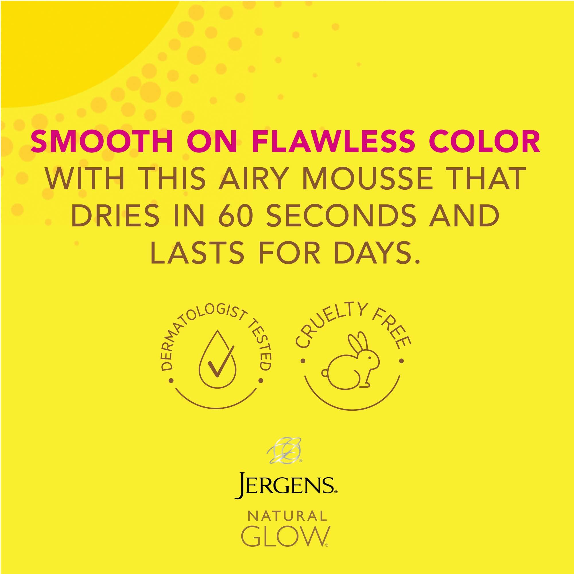 Jergens Jergens Natural Glow Instant Sun Body Mousse, Self Tanner for Deep Bronze Tan, Sunless Tanning Body Bronzer for Natural Looking Color Instantly, 6 Oz, Pack of 2