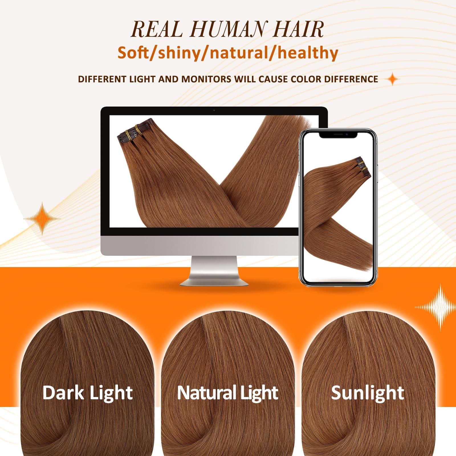 Full Shine Full Shine Seamless Clip in Hair Extensions Real Human Hair #330 8Pcs 20Inch 120g &Full Shine Seamless Clip in Hair Extensions Real Human Hair #330 8Pcs 22Inch 120g