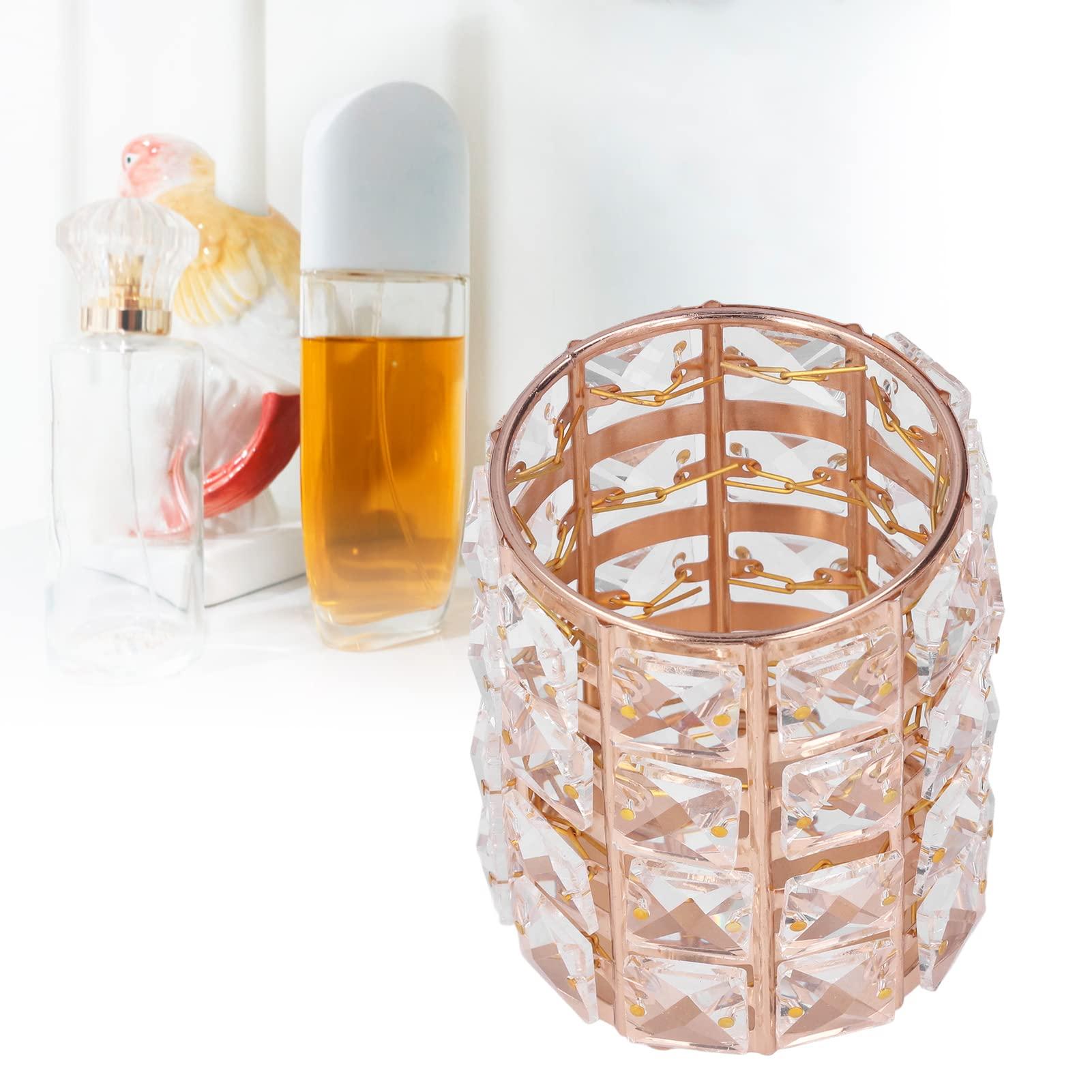 CHEOTIME CHEOTIME Makeup Brush Holder Organizer Golden Crystal Bling Personalized Gold Comb Brushes Pen Pencil Storage Box Container (Gold)