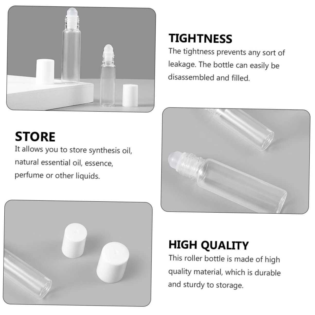Mikinona Mikinona 10ml Glass Roller Bottles Essential Oil Perfume Travel Leak Proof Rollerball Bottle Set