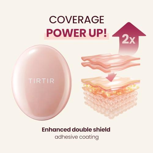 TIRTIR TIRTIR Mask Fit All Cover Pink Cushion Foundation | High Coverage, Velvety Matte Finish, Lightweight, Flawless, Corrects Redness, Korean Cushion, Pack of 1 (0.63 oz.), #21N Ivory