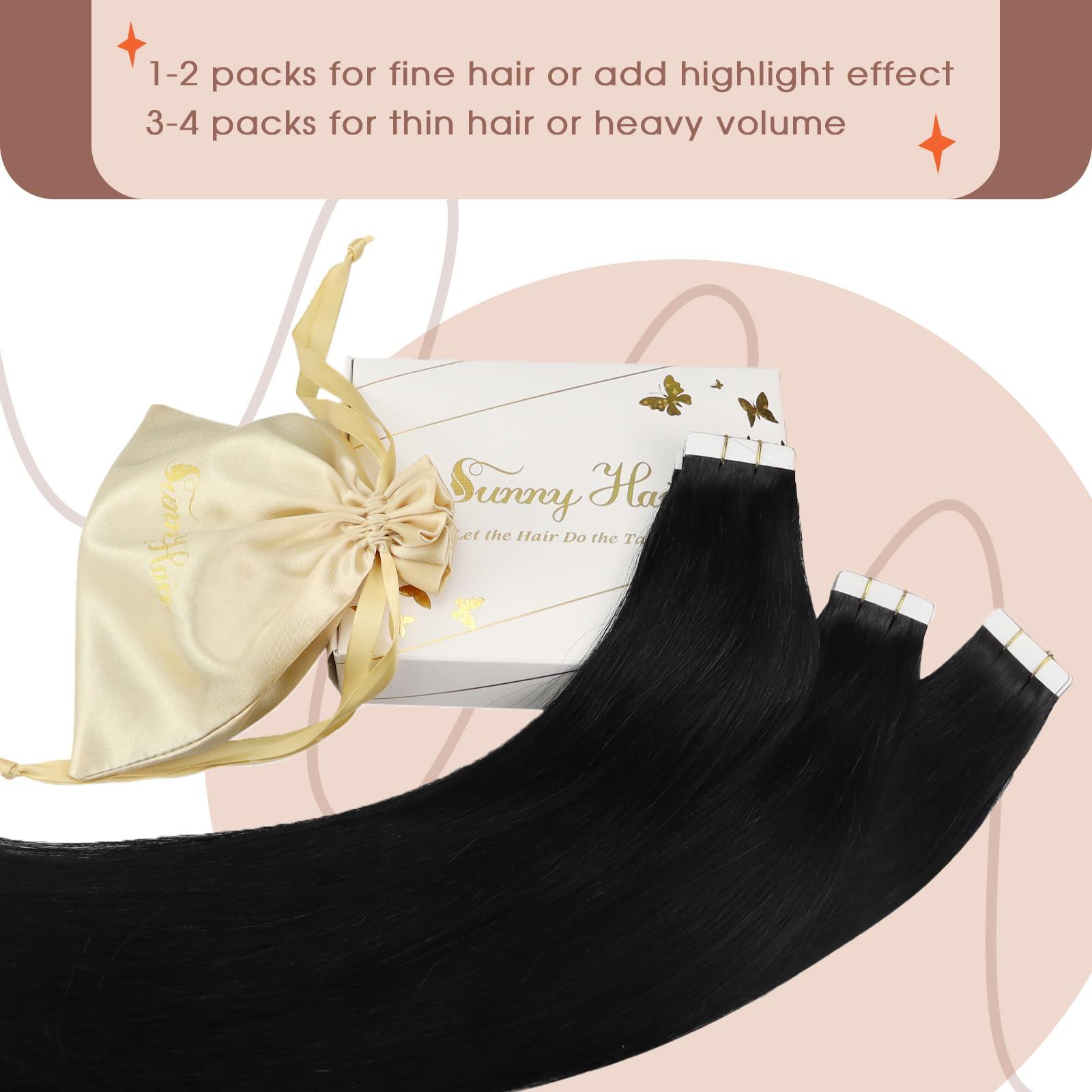 Sunny Hair Sunny Long Hair Extensions Itips Bundle Tape in Hair Extensions Black 26inch 50g