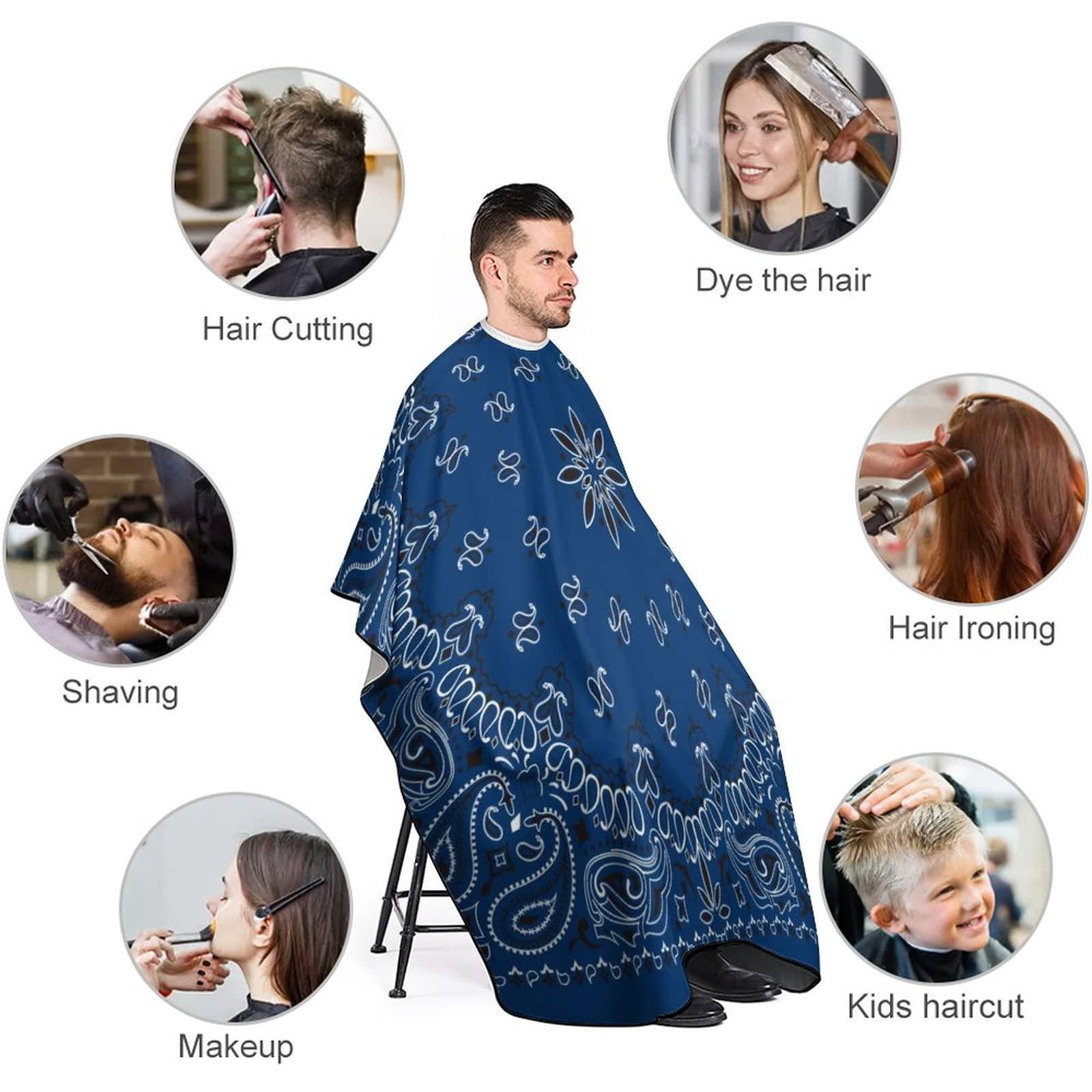Nudquio Blue Paisley Bandana Men Barber Capes Professional Women Hairdressing Haircut Apron Hair Cutting Salon Print
