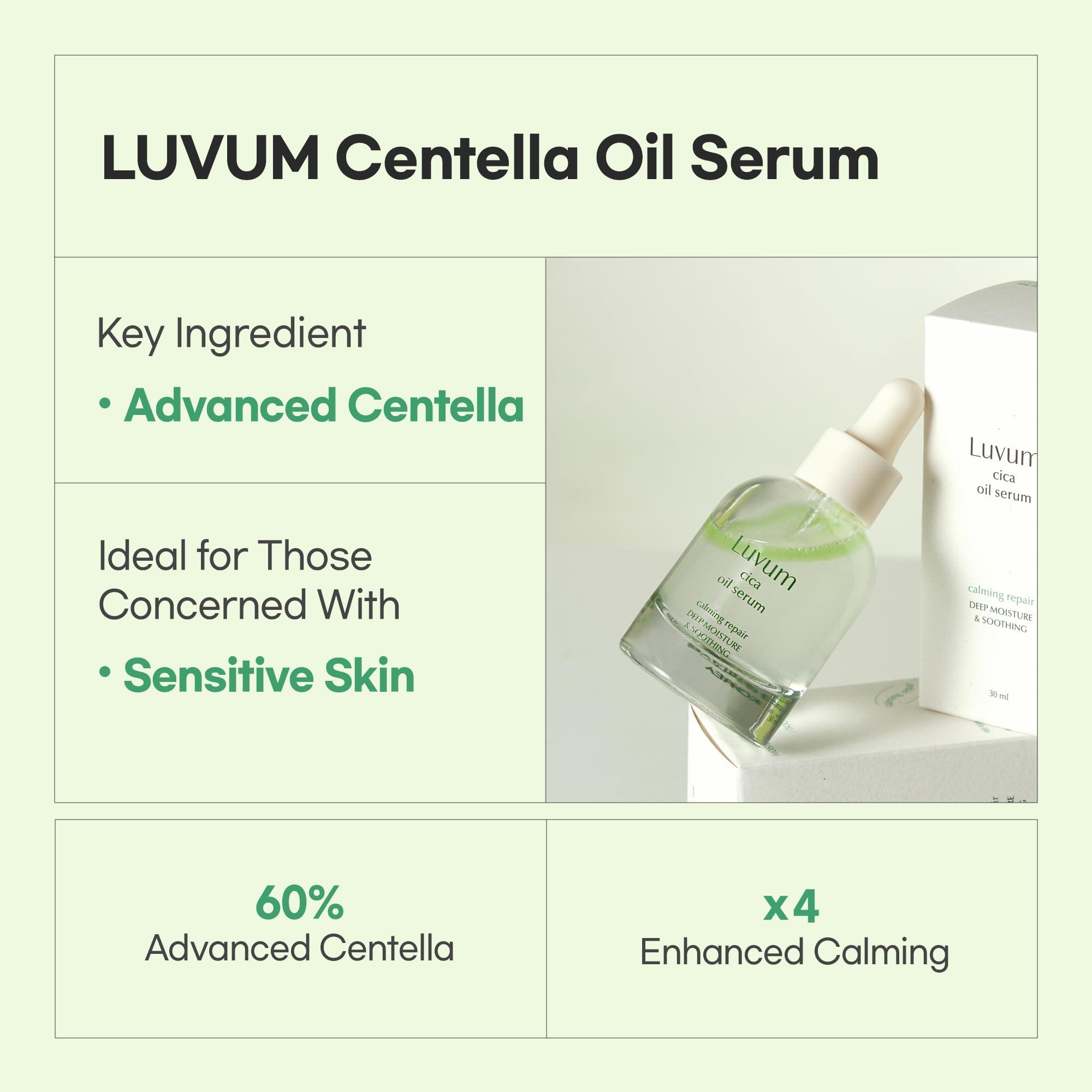 LUVUM Luvum Calming Repair Cica Oil Serum, Centella Essence, 40% Moisture Oil, 1.01 fl. oz