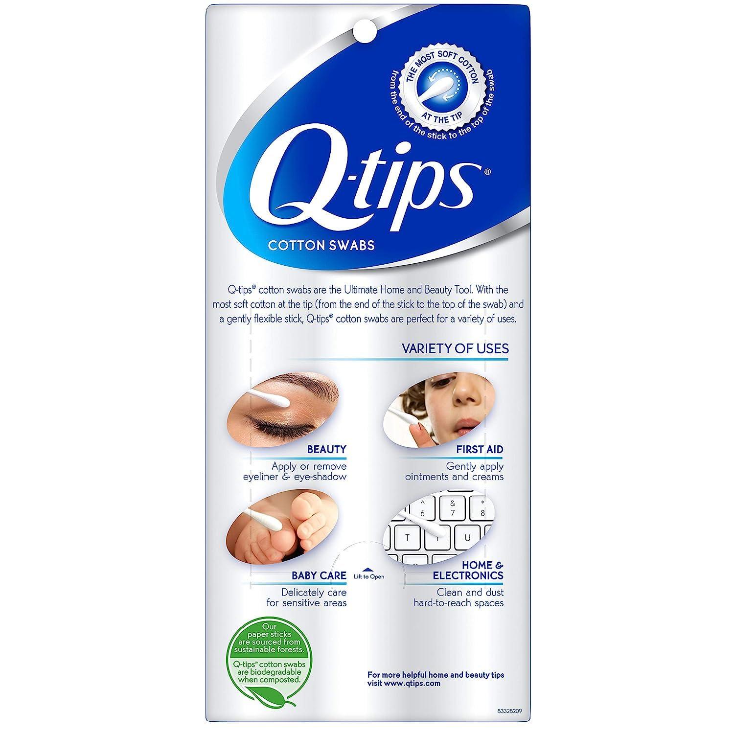 Q-tips Q-tips Cotton Swabs For Hygiene and Beauty Care Original Cotton Swab Made With 100% Cotton 625 Count (Pack of 2)