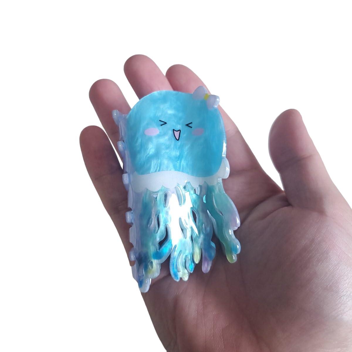 Clip Sugar Cartoon Jellyfish Hair Clip,Acrylic Hair Clip,Small Claw Clip for Women, 1 Count (Pack of 1)