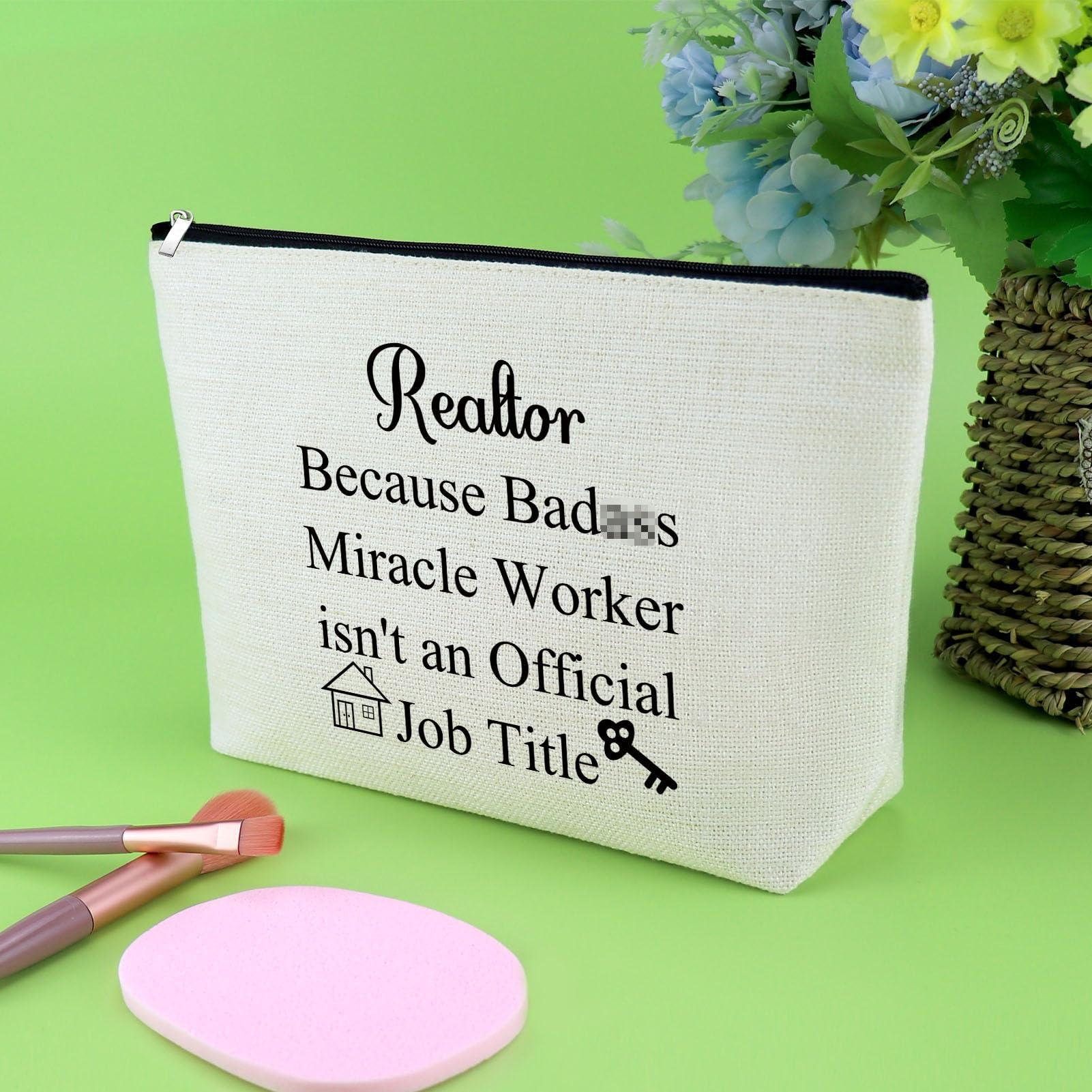 Gevody Gevody Realtor Gifts for Women Thank You Realtor Gifts Closing Makeup Bag Real Estate Agent Cosmetic Bag Appreciation Present for Seller Salesperson Broker Christmas Birthday Travel Cosmetic Pouch