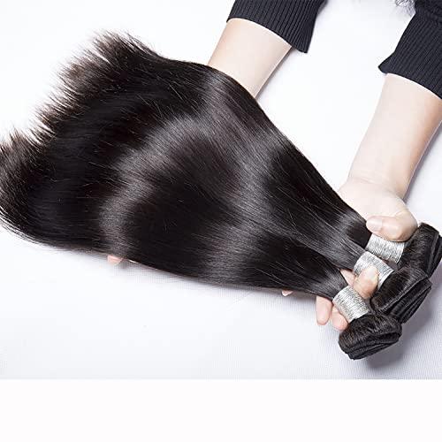 Wowqueen Beauty 10A Straight Single Bundles Human Hair 10 Inch Brazilian Straight Human Hair Bundles 100% Unprocessed Virgin Weave Bundles Human Hair 1 One Bundle Natural Black Color