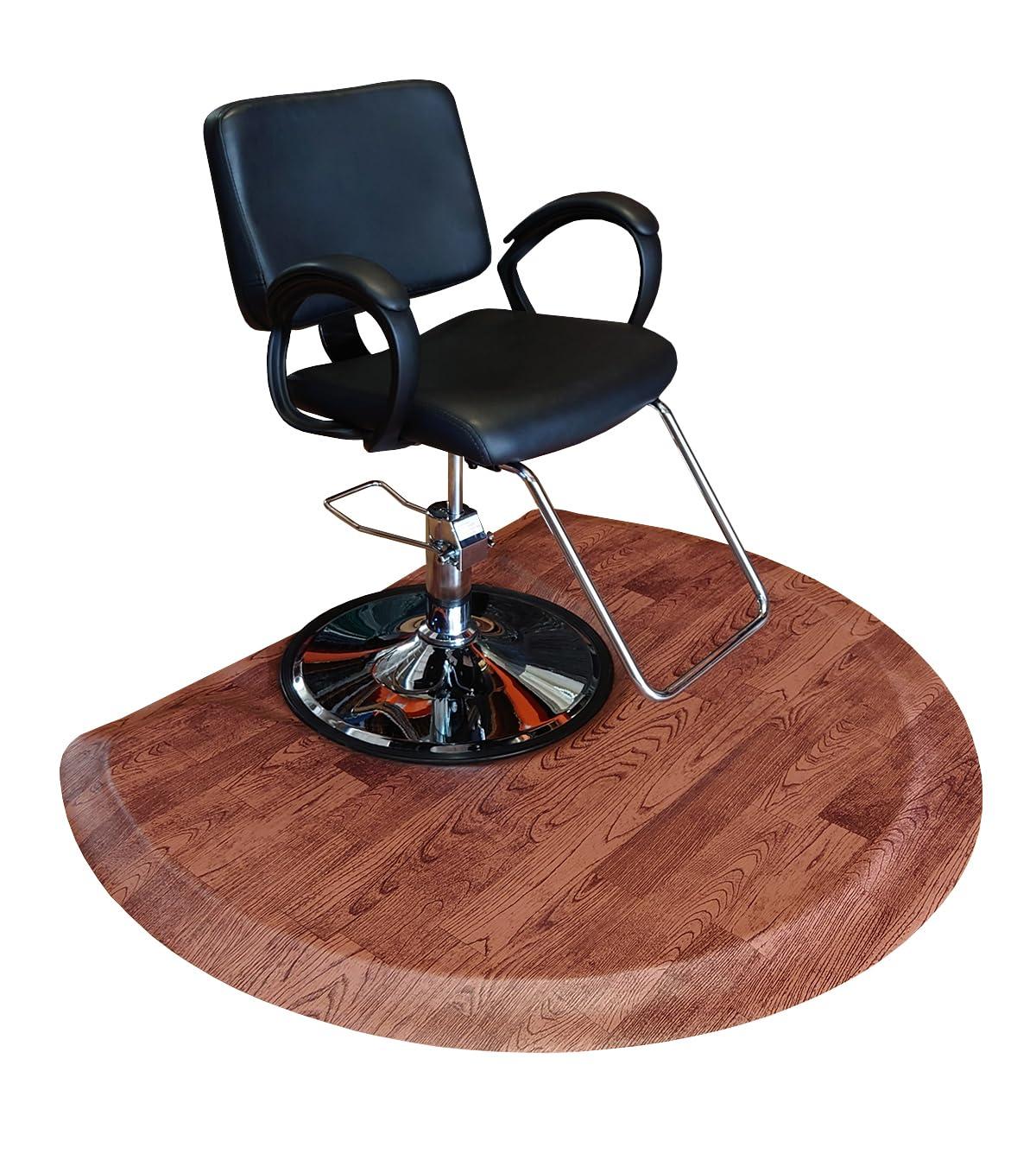 Rhino Mats Softwoods, Semi-Circle 4\' x 5\' x 7/8\" Thick, Oak, Salon and Barber Mat, Anti Fatigue Salon Chair Mat
