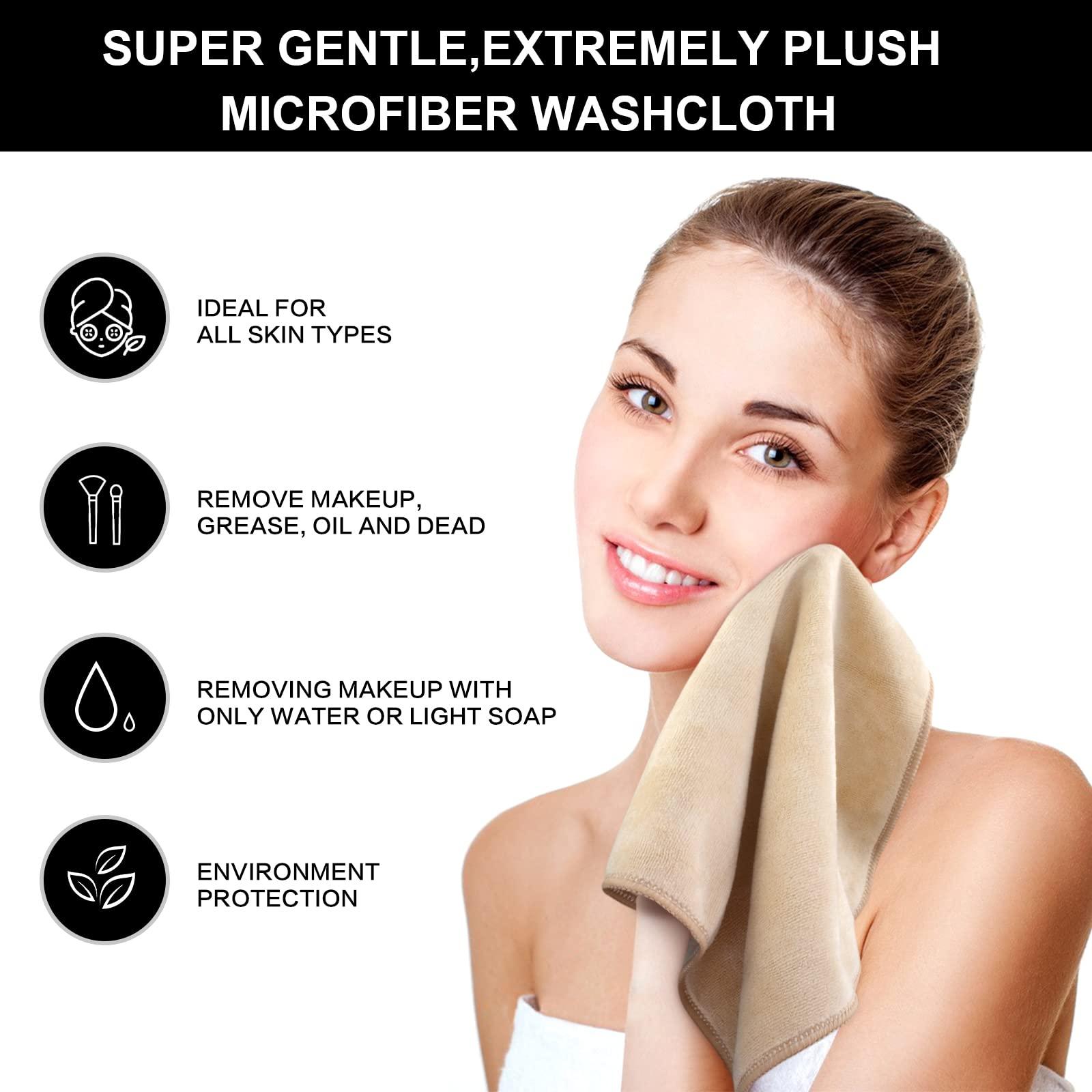 SINLAND SINLAND Microfiber Facial Cloths Fast Drying Washcloth 12inch x 12inch (10pack, Cream)