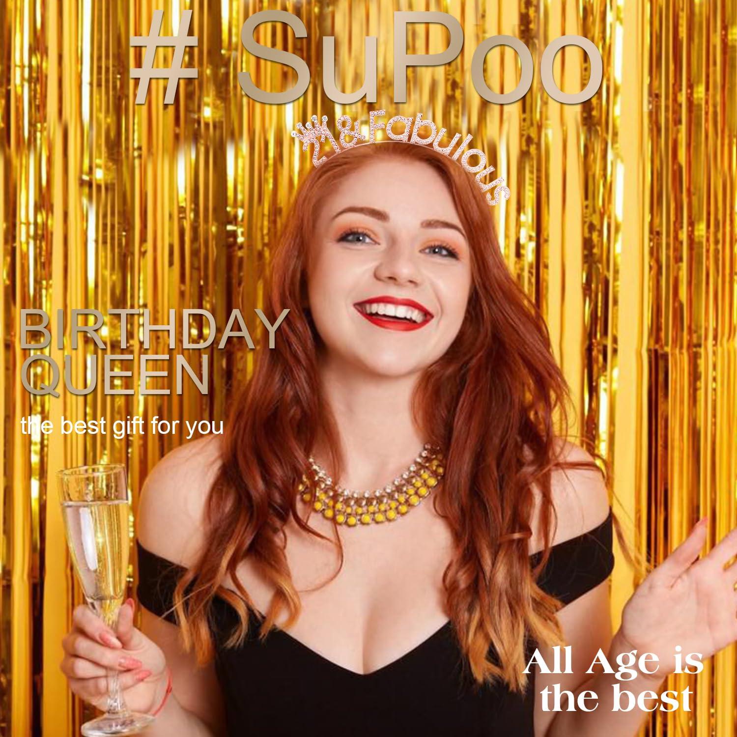 SuPoo SuPoo Rose Gold 21st Birthday Crown 21 & Fabulous Headband 21st Birthday Decorations for Her Rhinestone 21 Birthday Girl Tiara Happy 21 Year Old Birthday Gifts Party Decorations Hair Accessories