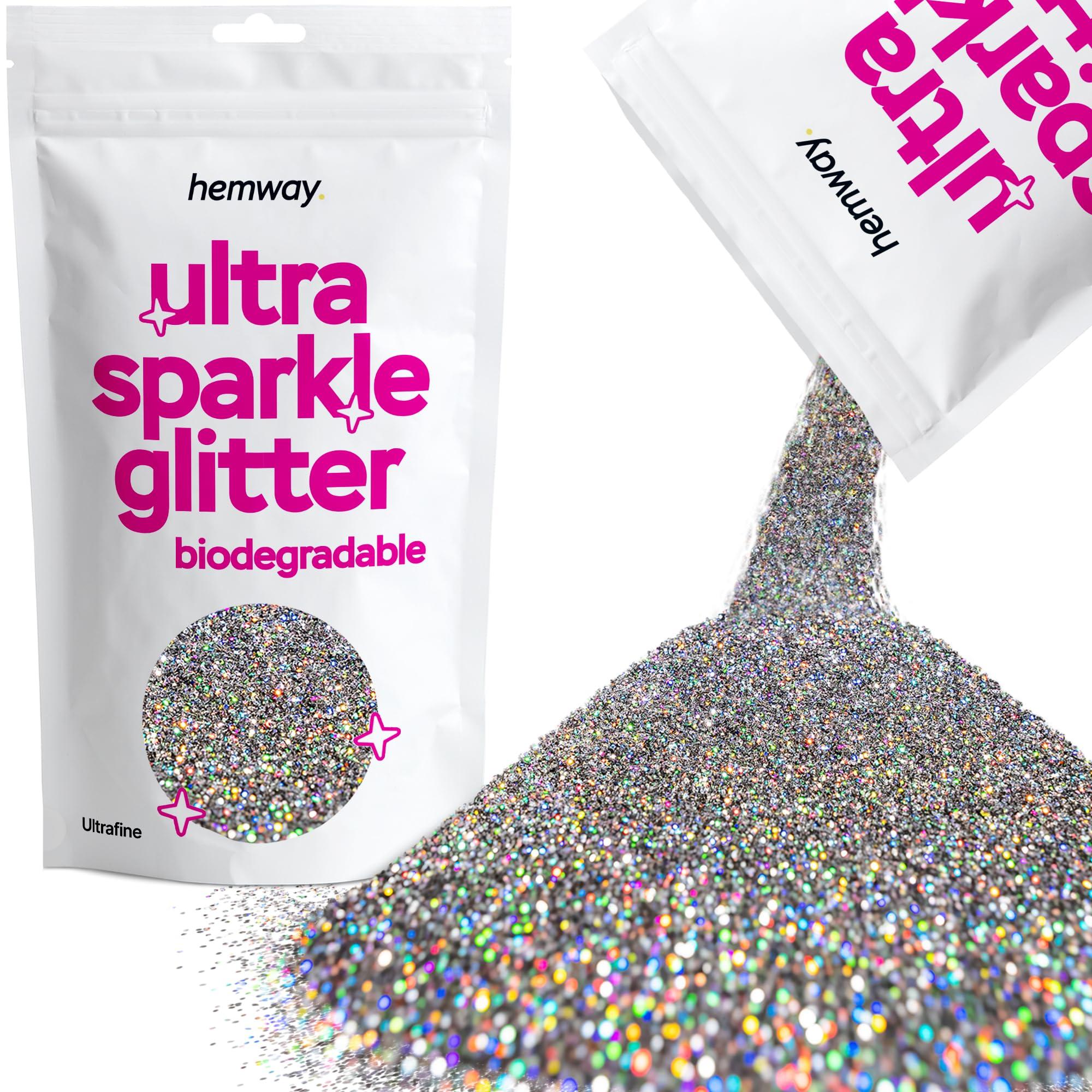 Hemway Hemway Eco Friendly Ultra Sparkle Glitter 100g / 3.5oz - Biodegradable Vegan Cosmetic Safe for Craft Face Hair Nail and Festival Makeup - Ultrafine (1/128" 0.008" 0.2mm) - Gun Metal Grey Holographic