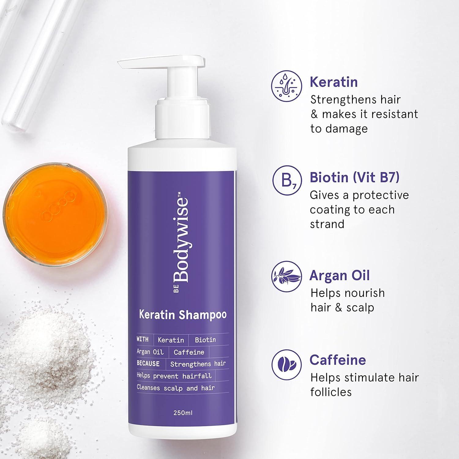 Generic Generic Argan Oil Bodywise Hair Strengthening Keratin Shampoo, 250ml, 8.45 Fl Oz (Pack of 1)