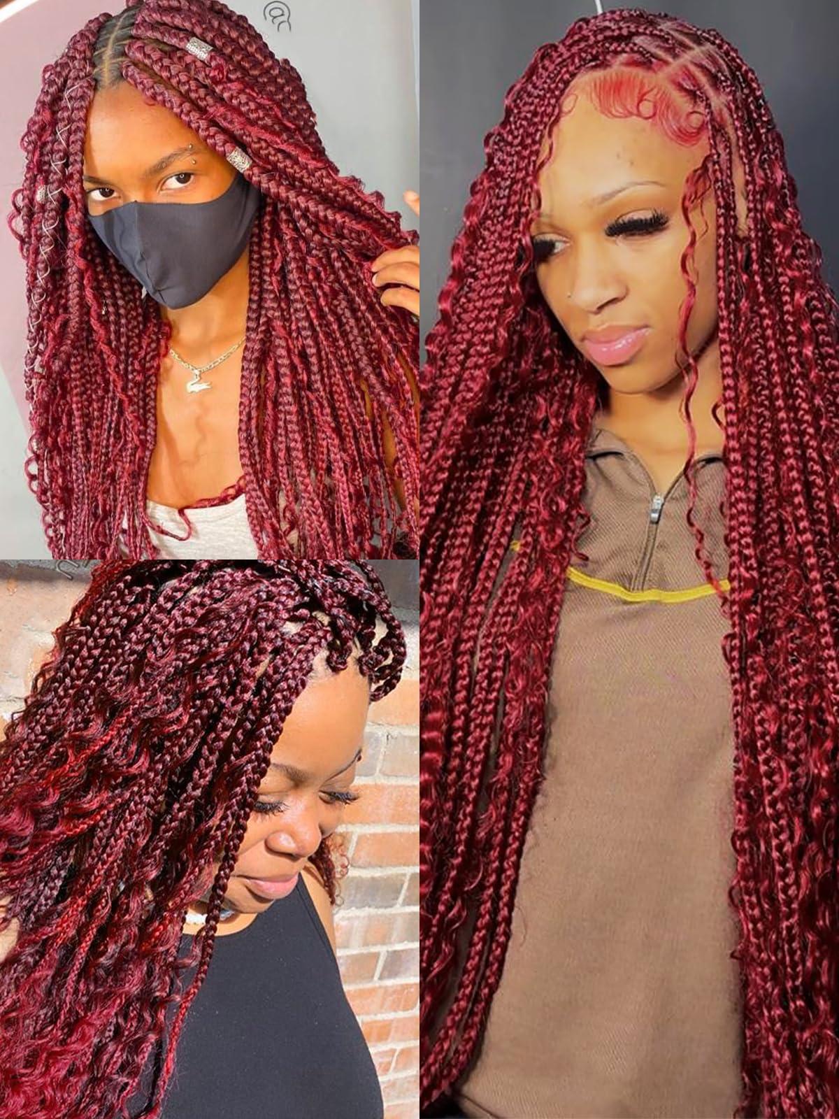 CLong 99J Burgundy Human Braiding Hair Deep Wave Bulk Human Hair for Braiding, No Weft Curly Braiding Hair Extensions for Boho Braids Wet and Wavy Braiding Human Hair Bundles(22inch,99j,100g)