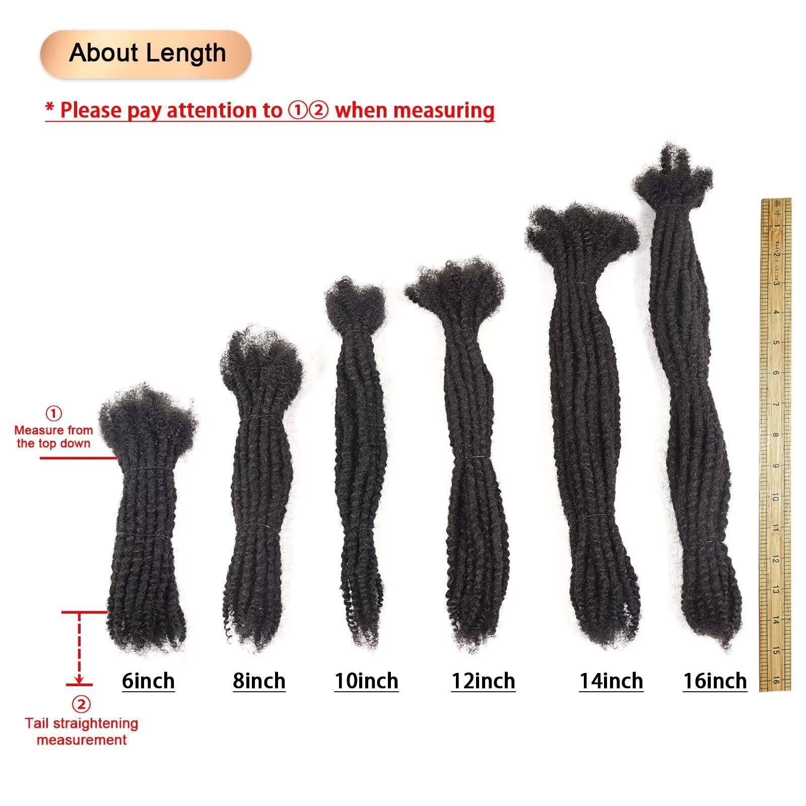 HAPPY&CC HAPPY&CC Textured Loc Extensions Human Hair Full Handmade Coiled Tips Curly Ends Dreadlock Extensions Natural Black 0.6cm Width 12inch 10 Strands