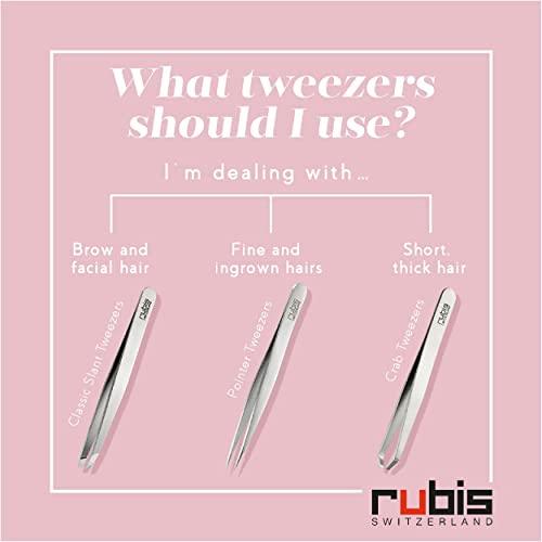 Rubis Rubis Ion-Coated Stainless Steel Pointed Tweezers for Precise Eyebrows and Hair Removal, 4K002-9.5,Rubis Switzerland Swiss Made World Renowned Precision