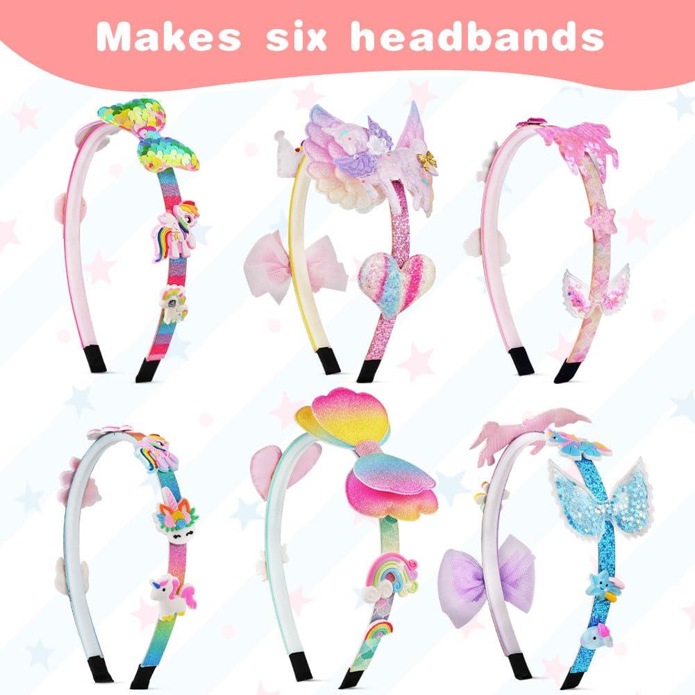 AUAUY AUAUY Girly Headbands Making Kit for Girls, Fashion DIY Band Hair Accessories for Girls Age 5+, Creative Unicorn Headband Making Kits Toys for Kids Girls Age 5-12 Birthday Gifts & Presents