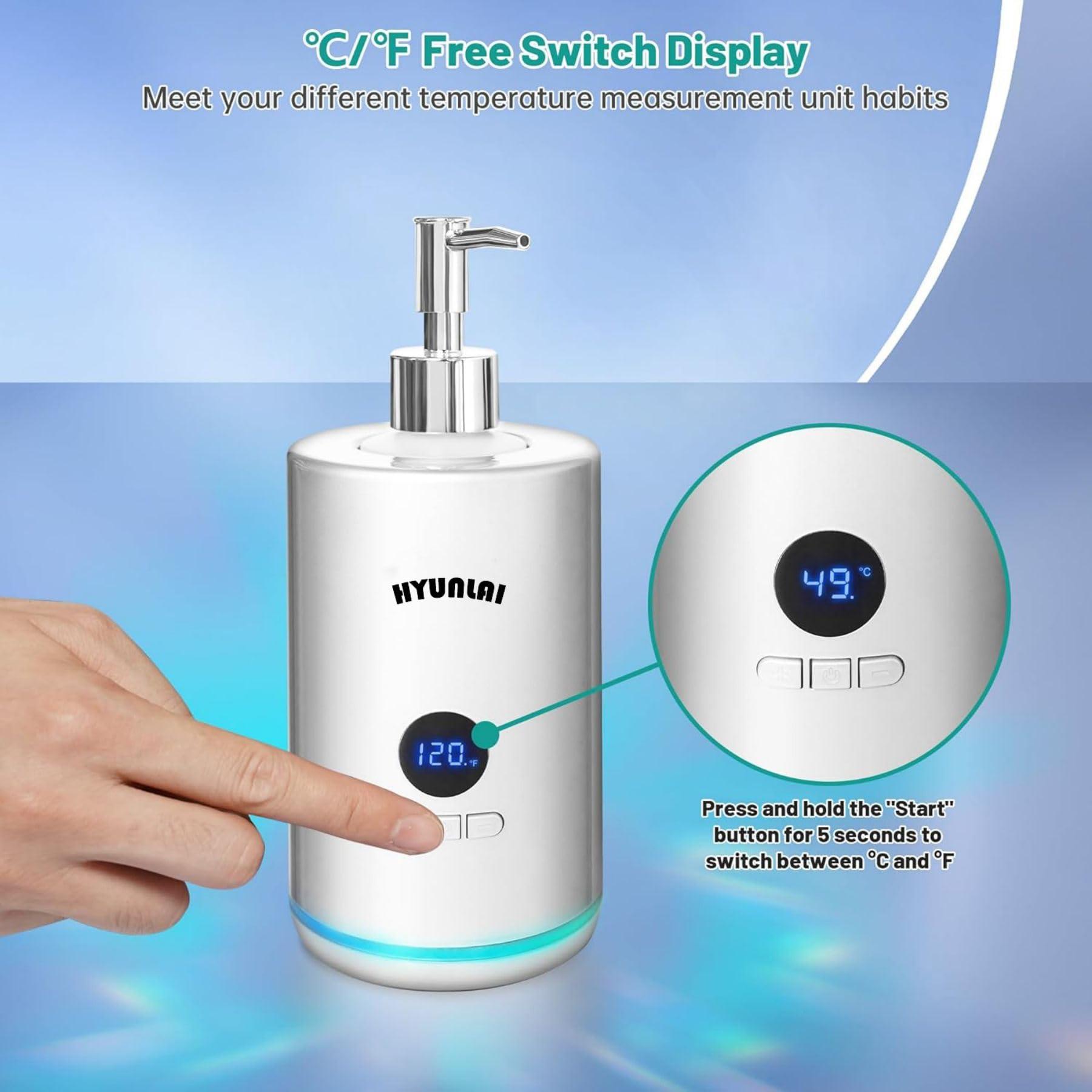 HYUNLAI HYUNLAI Upgrades Massage Oil Warmer with Two Oil Bottle, Professional Electric Lotion Warmer Dispenser Heater for SPA, Portable Lube Cream Gel Warmer for Salon Barber Shops (White)