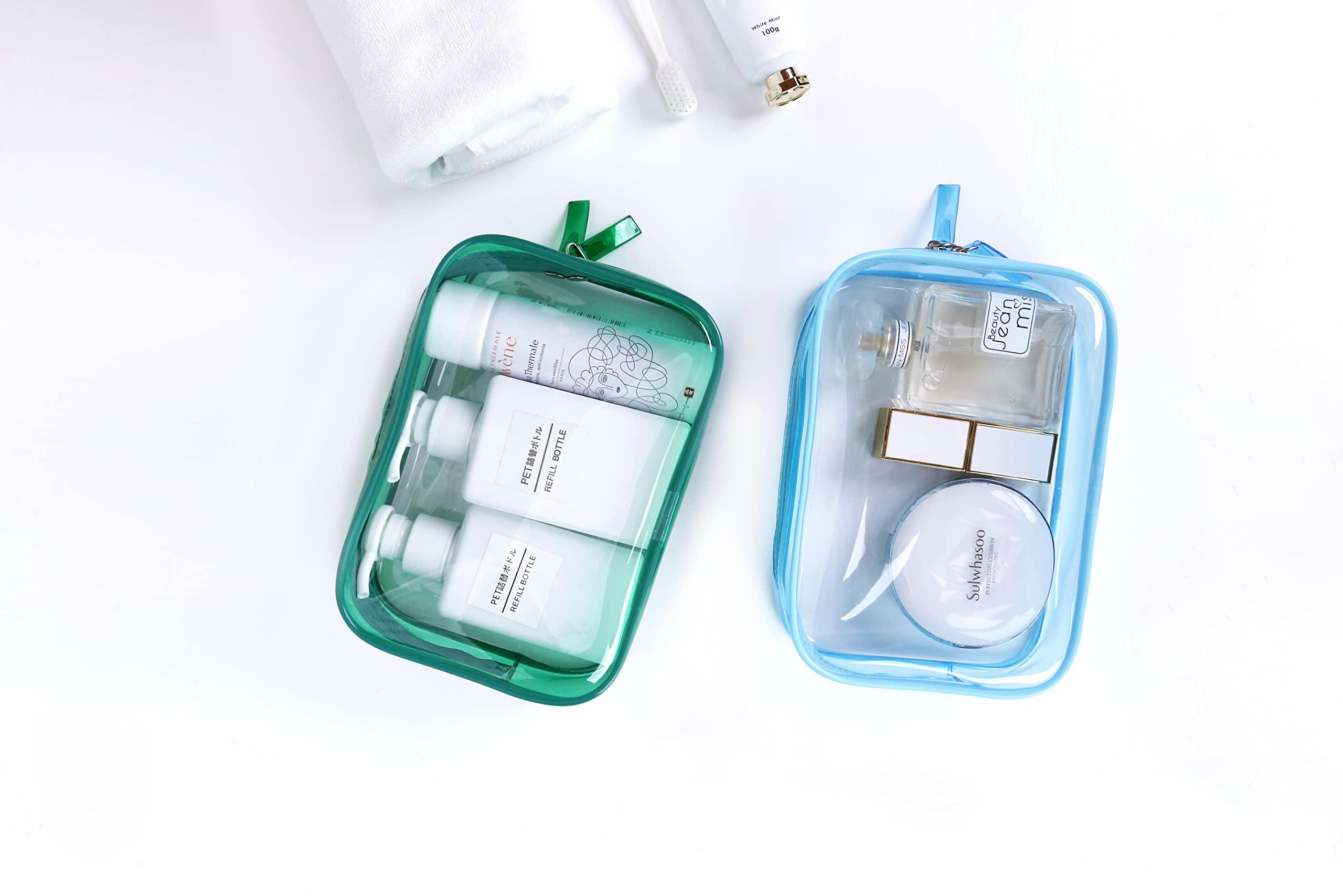 Buminee Clear Pouch Small, Clear Makeup Bag, 6.6\"x2.3\"x4.7\" Size TSA Approved Toiletry Bag, Clear Travel Bags for Toiletries, Clear Cosmetic Bag for Women and Men Small-1 Pack Green