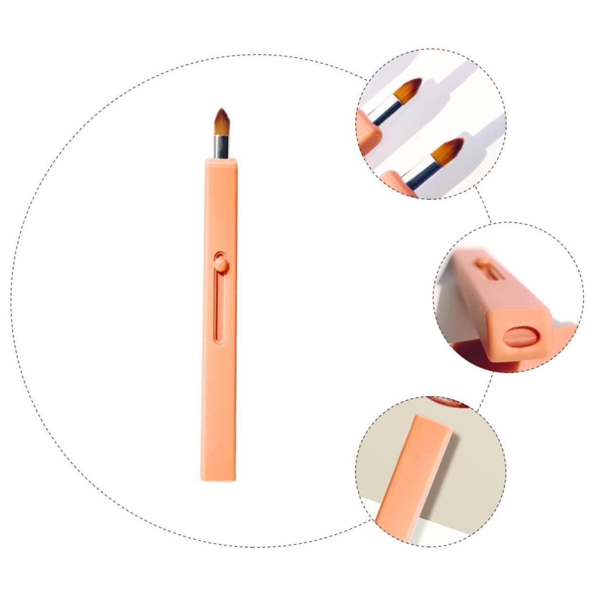MAGICLULU MAGICLULU 1pc Retractable Lip Brush Lip Gloss Portable Lip Brush Travel Makeup Brushes Lip Applicator Retractable Lipstick Brush Lipstick Gloss Facial Brush Lip Wands Lip Plastic Orange