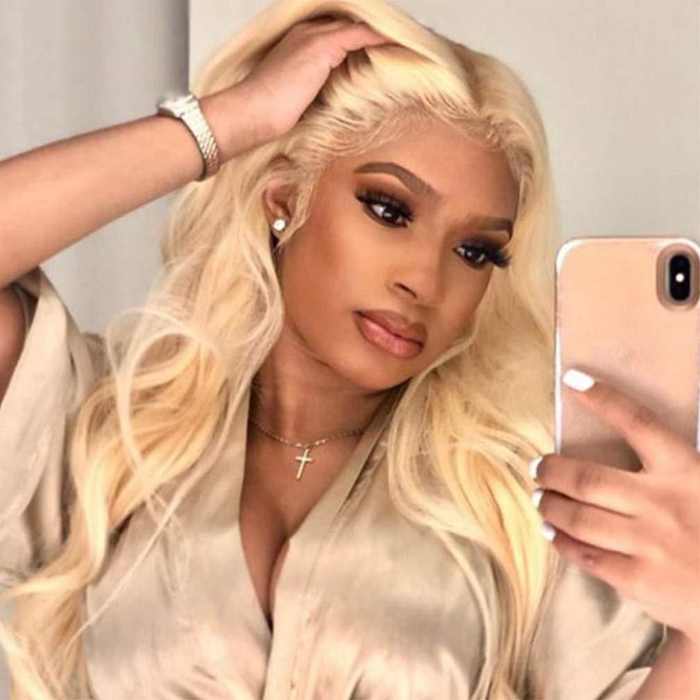 Drasawee Drasawee 3/4 Half Wig Human Hair Extensions Beauty Natural Wavy Real Human Hair Clip in Hair Extension for Women Long Thick Wig 16 Inch 160g 613# Bleach Blonde