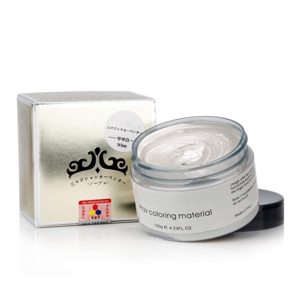 Adofect MOFAJANG Natural Hair Wax Color Styling Cream Mud, Adofect Natural Hairstyle Dye Pomade, Temporary Hairstyle Cream 4.23 oz, Hairstyle Wax for Men and Women, White